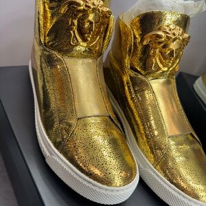 Versace Gold Medusa High-Top Sneakers